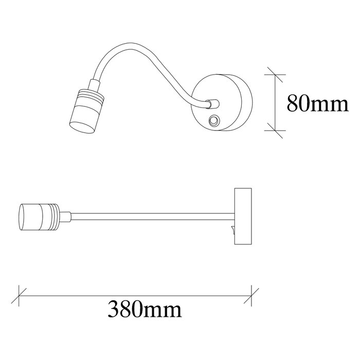 Opviq Lámpara de pared de metal color cobre con altura ajustable